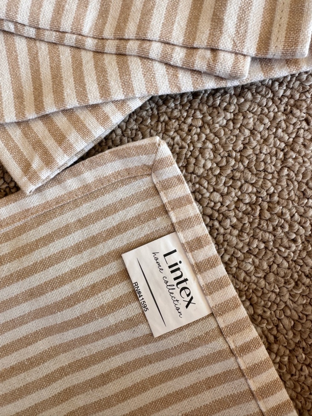 Beige & White Striped Table Linen - Home Collection
